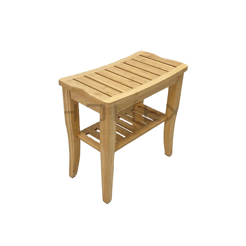 Бамбуковая скамейка для душа с полкой для хранения сидений