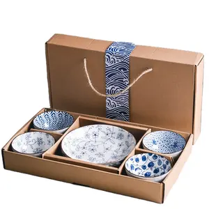 Conjunto de talheres de porcelana 6 talheres em atacado, requintado chinês cerâmica azul e branco
