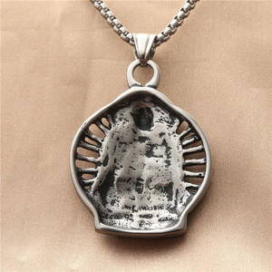 Collar con colgante de Buda de acero inoxidable para hombre, estilo retro punk, diseño geométrico 19064 - Product Image 2