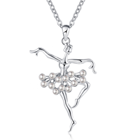 Collier pendentif danseuse de ballet avec chaîne à maillons et strass, bijou cadeau pour femmes et filles