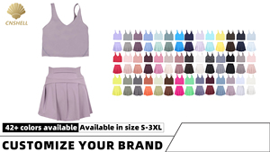 42 couleurs prêtes à être expédiées Débardeur profond à col en V dans le <span class=keywords><strong>dos</strong></span> en U Jupe de tennis plissée à taille haute Tenue quotidienne décontractée Ensemble <span class=keywords><strong>2</strong></span> pièces pour femmes - Product Image 3