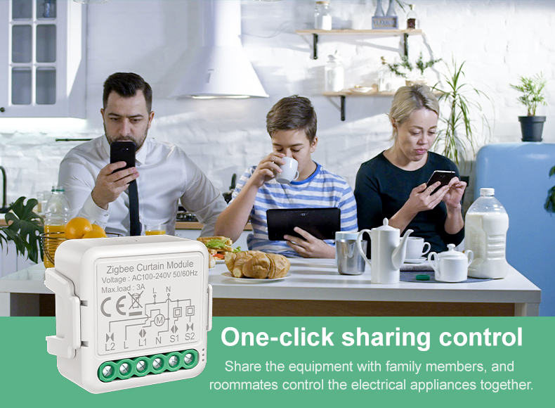One-click sharing control Share the equipment with family members, androommates control the electrical appliances together