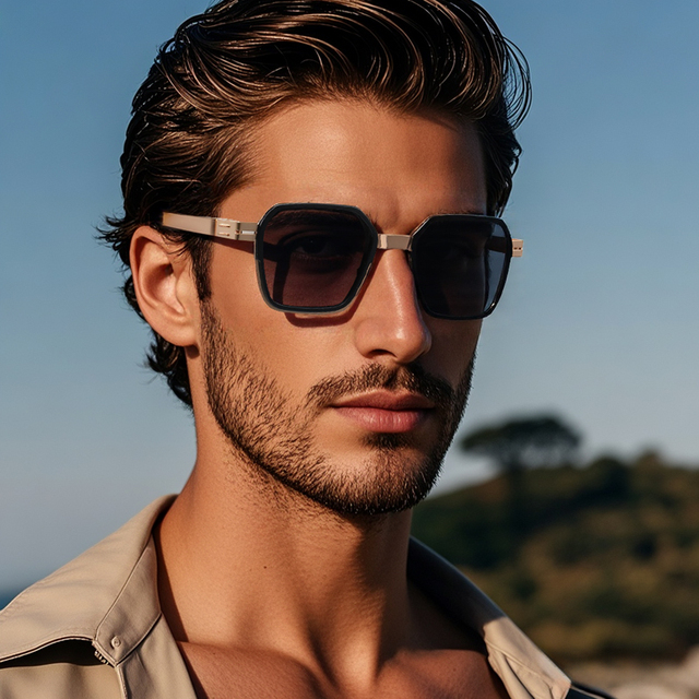 Geometric TAC Polarized Sunglasses for Men Trending Fashion Accessory with Stylish Eyeglasses Shades