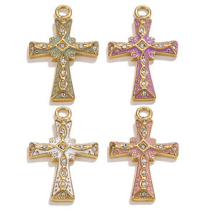 A2335 breloque croix mode en acier inoxydable cristal cz breloque croix collier pendentif pour la fabrication de bijoux diy - Product Image 2