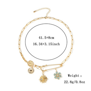 <span class=keywords><strong>Collier</strong></span> chaîne trombone EDGE en or avec épingle de sûreté et pendentifs multi-cristaux, bijou fantaisie pour femme - Product Image 4