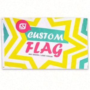 Banderas Personalizadas de Poliéster Amarillo con Estrella, de Una o Dos Caras, con 2 Ojales, Suministro Directo de Fábrica - Product Image 3