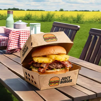 Emballage alimentaire portable personnalisé pour restaurants, boîte en papier pour frites, poulet, hamburgers, avec gaufrage, conteneur de restauration
