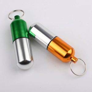 Outdoor Waterproof Aluminum Metal Box Holder <b>Mini</b> Small Medicine <b>Bottle</b> Aluminum Pill Box with Keychain - Product Image 2