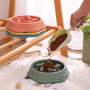 Cross Border Bone Shaped Slow Feeding Bowl For Puppies Anti Tipping Anti Slip Dog Bowl 2 In 1 Pet Feeder - Product Image 1