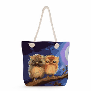 กระเป๋าสะพายไหล่สำหรับผู้หญิงกระเป๋าโท้ทใส่ชายหาดความจุขนาดใหญ่พิมพ์ลายพื้นหลังสีพื้น - Product Image 1