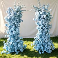 Arche de mariage moderne en soie bleu clair, fleurs artificielles faites à la main, toile de fond florale, décoration pour le Nouvel An, la Saint-Valentin, la fête des mères