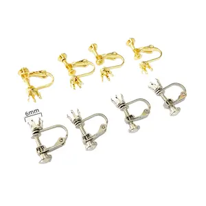 New Empty Claw Screw Buckle Bayonet Clasp 18k Gold Plated Stainless Steel Non Fading Earring clip For DIY Jewelry Making