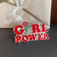 Haute qualité personnalisé fille puissance métal Badge Rose dessin animé en alliage de Zinc pour épinglette doux émail broches lettres féministe en gros
