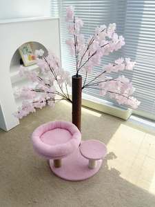 Tiragraffi per Gatti Durevole a Forma di Albero di Ciliegio Fatto a Mano, Rivestito in Corda di Sisal 68cm con Vaso in Plastica - Prodotto Artificiale - Product Image 4