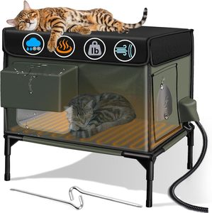 Rumah Anjing Modern untuk Musim Dingin, Terpasang di Luar Ruangan, Dilengkapi Pemanas, Tahan Air, Kanopi yang Dapat Disesuaikan, Pintu Keluar Darurat, Dapat Digunakan di Dalam/Luar Ruangan, Tempat Berlindung untuk Anjing Liar - Product Image 1
