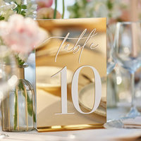 Support de numéro de table et de menu personnalisé pour banquet, en acrylique coloré effet miroir or et argent, géométrique, découpé au laser, pour mariages et événements, petite série
