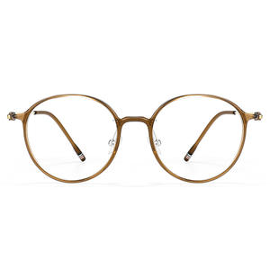 Montures de lunettes rondes Danyang 9001, légères, en titane pur, monture complète, lunettes optiques pour femmes, marron translucide - Product Image 1