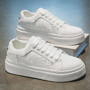 Chaussures de sport décontractées blanches tendance pour hommes, respirantes, évidées, à semelle épaisse en EVA, style polyvalent, nouvelle collection pour étudiants, doublure en maille - Product Image 5