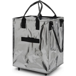 Custom riutilizzabili in PP Rolling Tote <span class=keywords><strong>Shopping</strong></span> <span class=keywords><strong>Bag</strong></span> Waterproof Trolley borsa <span class=keywords><strong>uomo</strong></span> donna con chiusura a cerniera Logo personalizzabile - Product Image 4