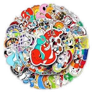 50 Uds juego creativo dibujos animados Graffiti impermeable decorativo cuaderno equipaje coche pegatina animada <span class=keywords><strong>Cuphead</strong></span> pegatina personalizada - Product Image 1