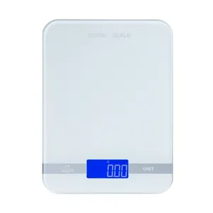 Balança eletrônica digital com tampa, portátil, superfície de vidro, lcd, mini balança digital de cozinha com bandeja de escala, medição de peso