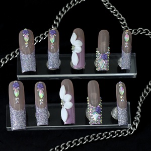 Uñas Postizas de Ataúd Largas Hechas a Mano al por Mayor, 10 Piezas, Uñas Acrílicas Reutilizables, Modelo de Patrón Cuadrado Artificial - Product Image 1