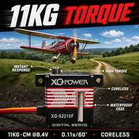 Servomoteur RC pour avion 11KG XQ-S2210F sans noyau 10mm mince haute vitesse étanche engrenage en acier inoxydable 8.4V 0.11-0.15sec/60 Vente en gros