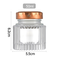 Botella de Vidrio Transparente de Grado Alimenticio de 50 ml y 80 ml, Frasco Pequeño para Mermelada y Miel con Tapa Metálica Hermética para Almacenamiento de Alimentos