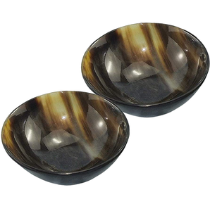 Bol de service moderne et écologique en corne de boeuf polie véritable multi-artisanat naturel corne de palmier moussant les aliments de rasage utilisés - Product Image 1