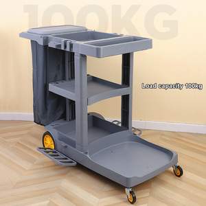 Chariot utilitaire pour tâches de nettoyage lourdes, chariot de concierge multifonctionnel, chariot de service en chambre d'hôtel, chariot à outils polyvalent, chariot de nettoyage - Product Image 5