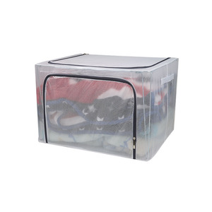 Simple Modern PVC large capacity storage box toy wardrobe clothing quilt foldable storage box with metal frame