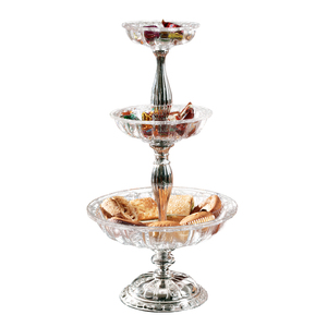 Plateau en cristal à <span class=keywords><strong>trois</strong></span> niveaux, pour dessert, thé d'après-midi, assiette de fruits, décoration de <span class=keywords><strong>la</strong></span> <span class=keywords><strong>maison</strong></span>, accessoires de vente en gros - Product Image 1
