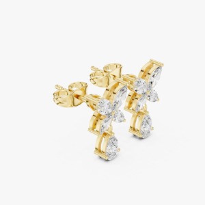 <b>Top</b> Quality Diamond Flower Drop <b>Earrings</b> for Women with Lightweight Comfort for Bridal and Evening Occasions Available For Sale - Product Image 3