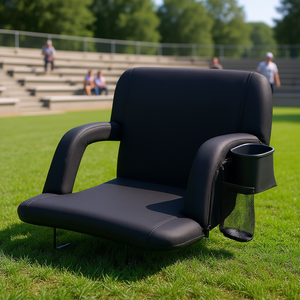 Sedile da Stadio Doppio Riscaldato con 3 Livelli di Riscaldamento, Sedia Reclinabile Imbottita Portatile con Portabicchieri, Ampia Poltrona per Gradinate, Arredo Sportivo da Esterno - Product Image 2