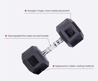 Ensemble d'haltères hexagonales en acier chromé avec revêtement en caoutchouc, poids antidérapants en fonte de 1 à 50 kg, équipement de gym à domicile avec logo personnalisé