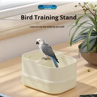 Bol multifonctionnel pour oiseaux perroquets, protection de l'environnement, toilette détachable, alimentation en eau, jeu d'entraînement, toilette