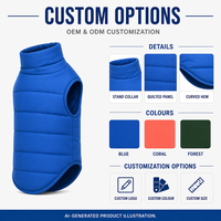 Gilet matelassé chaud uni pour chien, vêtements pour animaux de compagnie, vêtements pour animaux de compagnie OEM, manteau rembourré sans manches coupe-vent pour animaux de compagnie