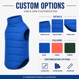 Solid Color Quilted Warm Dog Vest dog outfitspet <b>clothes</b> oem pet <b>clothes</b> Sleeveless Windproof Padded Pet Coat - Product Image 2