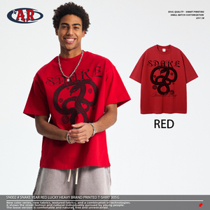 Lưu Niệm Rắn Thiết Kế In 305G 100% Cotton Heavyweight Thời Trang Đường Phố Lỏng T-Shirt Cho Kỷ Niệm - Product Image 2