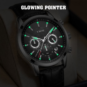 <span class=keywords><strong>Montre</strong></span> LIGE LG9866 en cuir (42 mm) avec 3 sous-cadrans pour <span class=keywords><strong>homme</strong></span>, chronographe analogique à quartz, étanche, lumineuse, <span class=keywords><strong>montre</strong></span>-bracelet de créateur pour <span class=keywords><strong>homme</strong></span> + boîte - Product Image 5