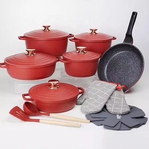 New Arrival 18PCS Cookware Set không dính nhôm đồ nấu nướng với nắp maiyanite Die-cast Nồi đá cẩm thạch nhôm đồ dùng nhà bếp - Product Image 3