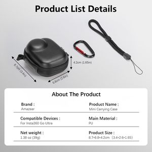 Étui de transport Amazear pour accessoires DJI OSMO Action 6, sac de voyage compact portable, étui rigide, protection souple, rangement, noir - Product Image 4