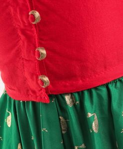 Ensemble haut imprimé à épaules dénudées et ghagra Twisha pour filles, rouge et vert, vêtements de fête, de mariage et de cérémonie pour enfants (6 mois à 14 ans) - Product Image 2