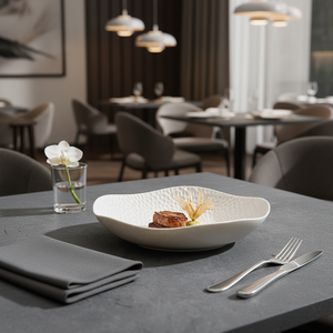 Vaisselle Speckle Platos Gastronomy, vaisselle de restaurant, assiette en céramique, forme unique, assiette pour salade - Product Image 3