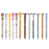 Stylos gel en plastique mignons de style dessin animé en bleu avec une largeur d'écriture de 0,5 mm, effaçables, pour le bureau et l'école, encre gel, marque OEM