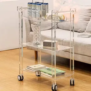 Fashion Glass Moving Trolley Metal Decorative Trolley Commercial Service Cart Design