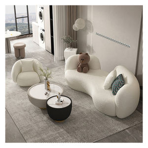مجموعة أرائك سحابية نصف دائرية من قماش الخروف المخملي بتصميم بسيط للأريكة الداخلية المنحنية - Product Image 1