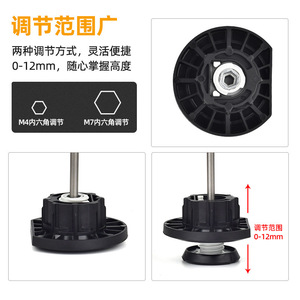 Patas ajustables para gabinetes, color negro, ajuste de altura de 0-12 mm para patas de muebles - Product Image 1