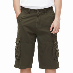 2025 pantalones cortos Cargo de cintura media de talla grande de calidad superior para hombre, algodón de secado rápido, estilo informal, logotipo personalizado, venta al por mayor para ropa de calle - Product Image 1