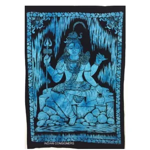 Wall Hanging Cotton Handmade Lord Worship Shiva Tapestry Poster Small Beautiful Home Decor Ethnic
